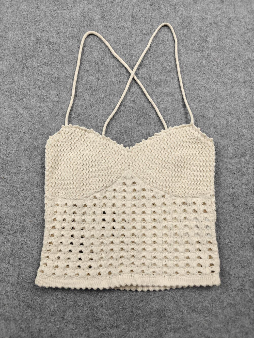Reformation Tank Top Womens XS White Crochet Camisole Knit Spaghetti Strap